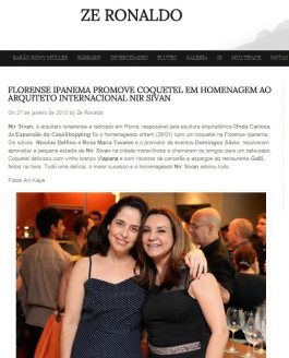 Ze Ronaldo (Rio De Janeiro) : FLORENSE IPANEMA PROMOVE COQUETEL EM HOMENAGEM AO ARQUITETO INTERNACIONAL NIR SIVAN