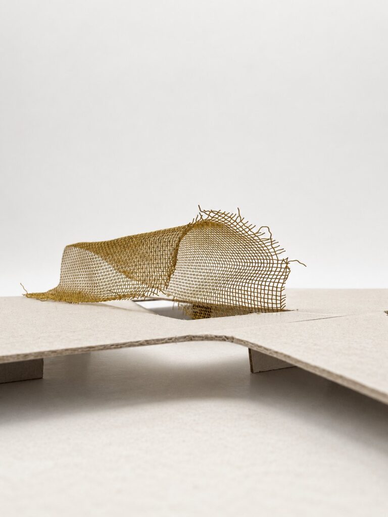Onda Carioca, Rio de Janeiro: hand-made metal-mesh study model on the site plan, by Nir Sivan Architects