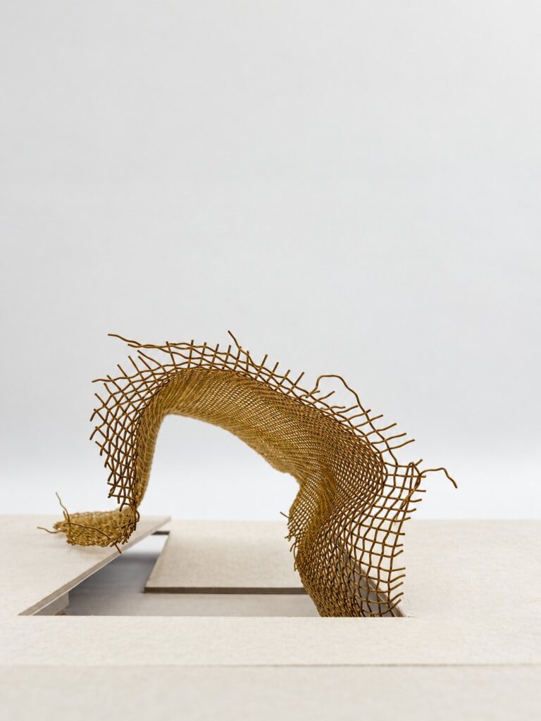 Onda Carioca, Rio de Janeiro: hand-made metal-mesh study model on the site plan, by Nir Sivan Architects