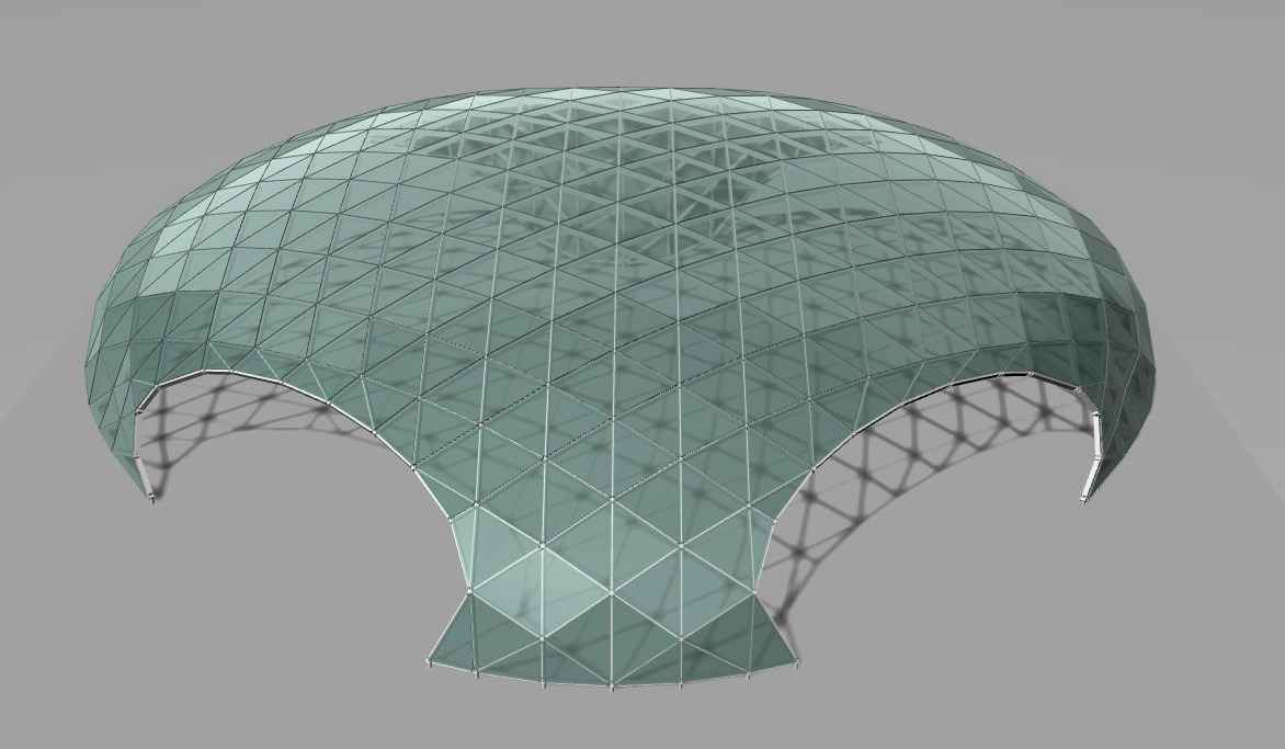 Nir Sivan Architects – REUT Heart social piazza, Jerusalem, Israel: structural model of the gridshell canopy, engineered with LANIK