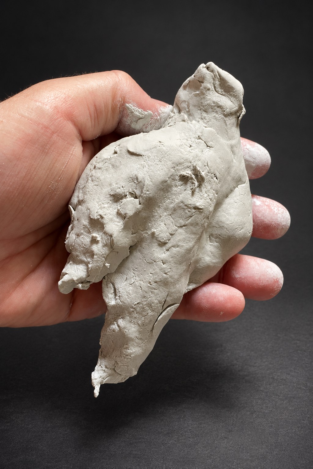 Nir Sivan Architects – Falcon, Vision in Flight (2025): the clay falcon in Nir Sivan’s hand