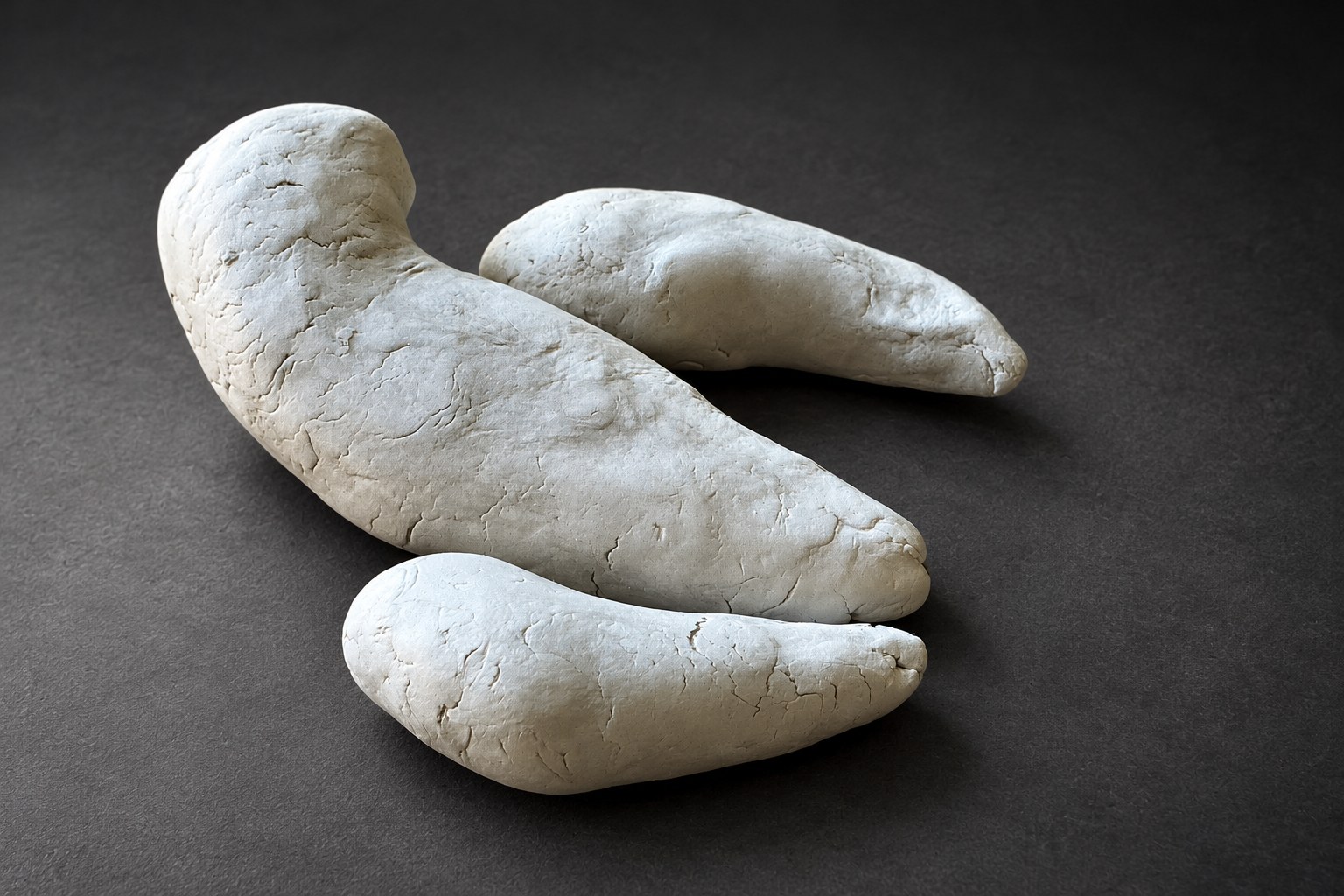 Nir Sivan Architects – Falcon, Vision in Flight (2025): the three volumes sculpted by hand in white clay (cinematic light)