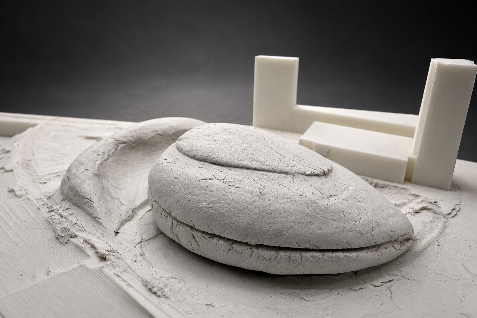 Nir Sivan Architects – Clay study for the Vilnius Congress Centre (2025): the clay study and the towers of the site model, close